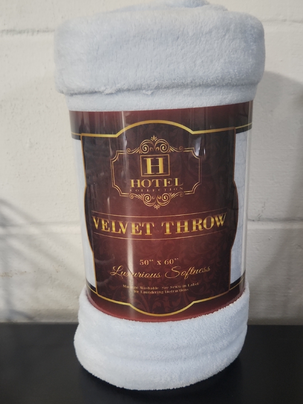 Hotel Collection Velvet Throw Blanket -Baby Blue Solid Color Microfiber